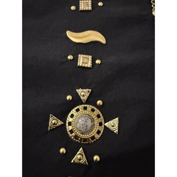 Vintage 80's Women's Plus 3X Top Black w/ Metal Embellishment & Art to Wear - Picture 9 of 16